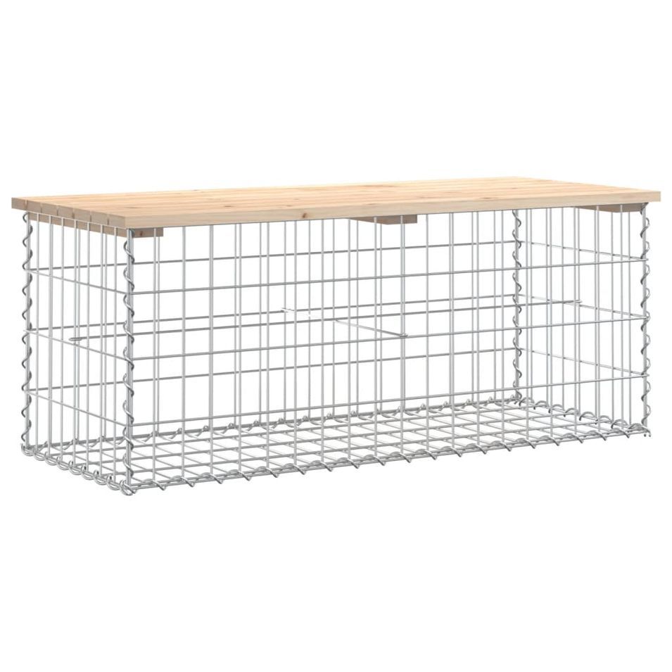 Banc de jardin design de gabion 103x44x42 cm bois massif de pin - Photo n°1