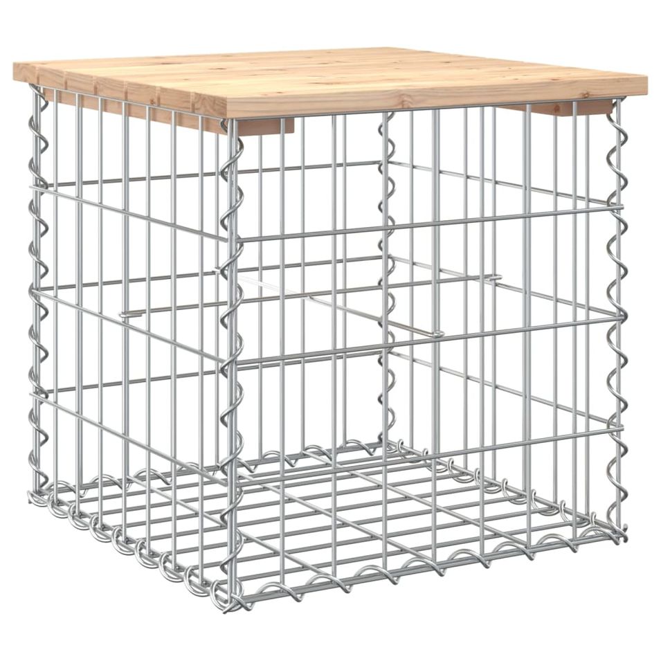 Banc de jardin design de gabion 43x44x42 cm bois massif de pin - Photo n°1
