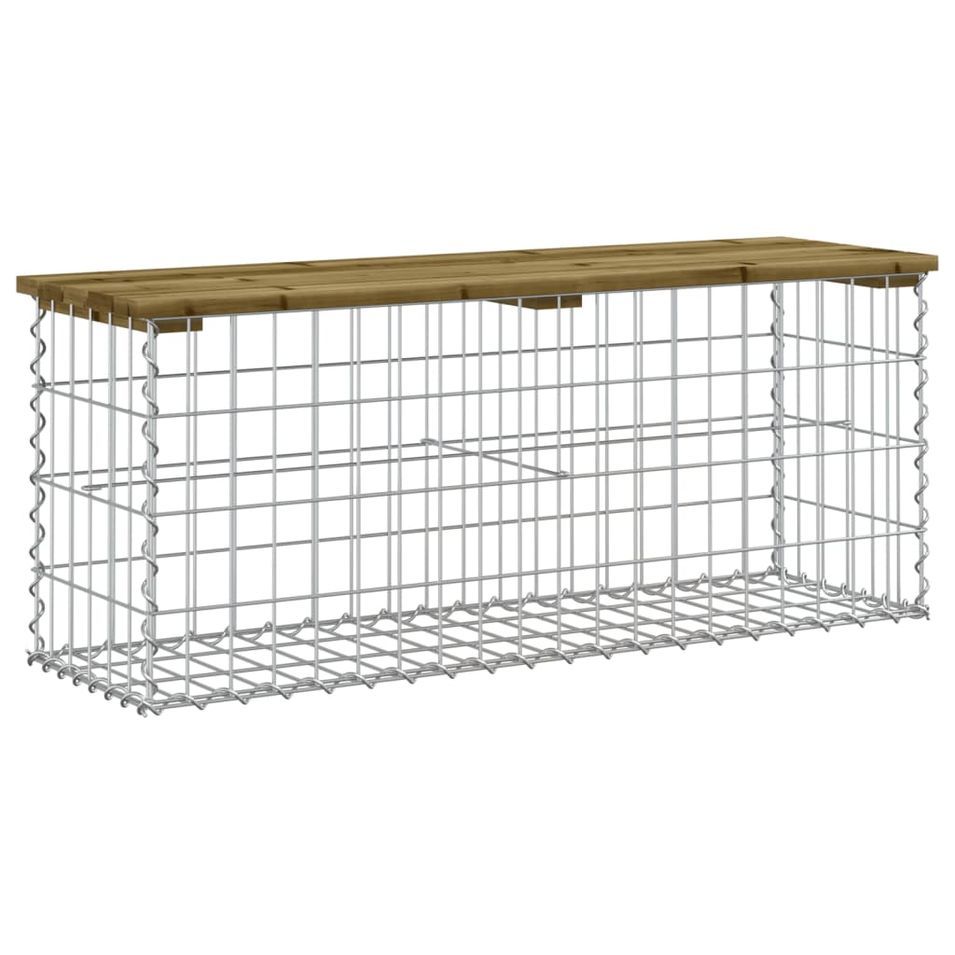 Banc de jardin design gabion 103x31,5x42cm bois de pin imprégné - Photo n°1