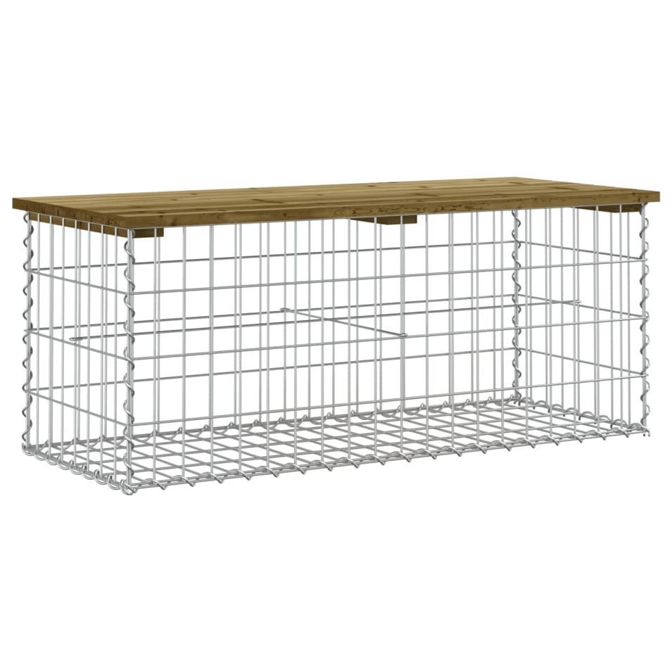 Banc de jardin design gabion 103x44x42 cm bois de pin imprégné - Photo n°1