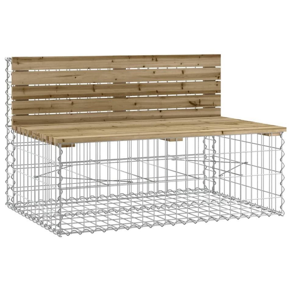 Banc de jardin design gabion 103x70x65 cm bois de pin imprégné - Photo n°1