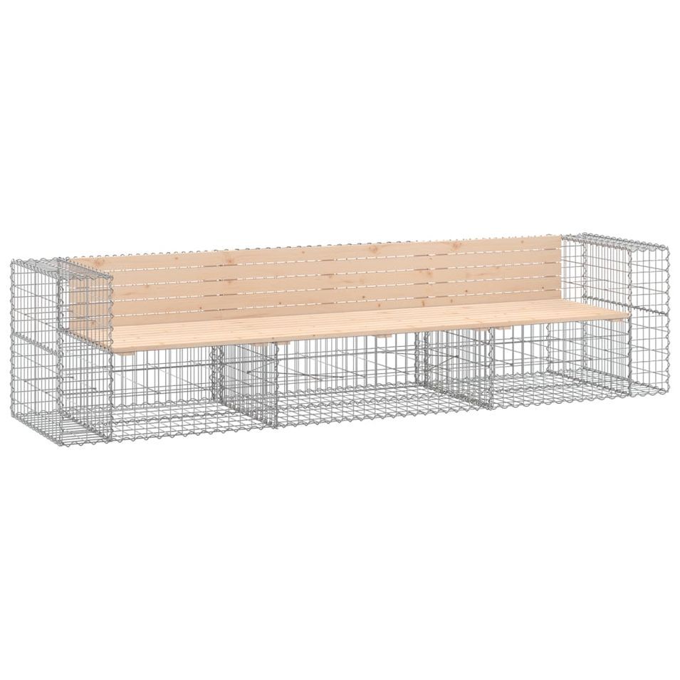 Banc de jardin design gabion 287x71x65,5 cm bois massif de pin - Photo n°1