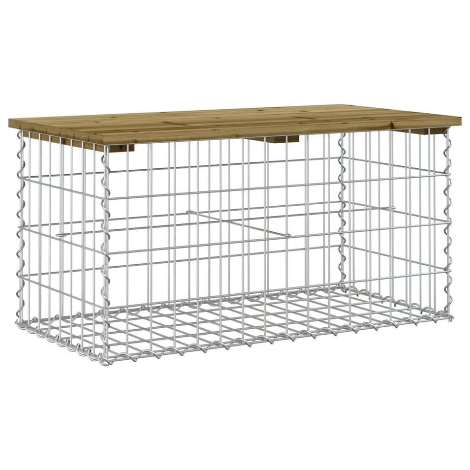Banc de jardin design gabion 83x44x42 cm bois de pin imprégné - Photo n°1