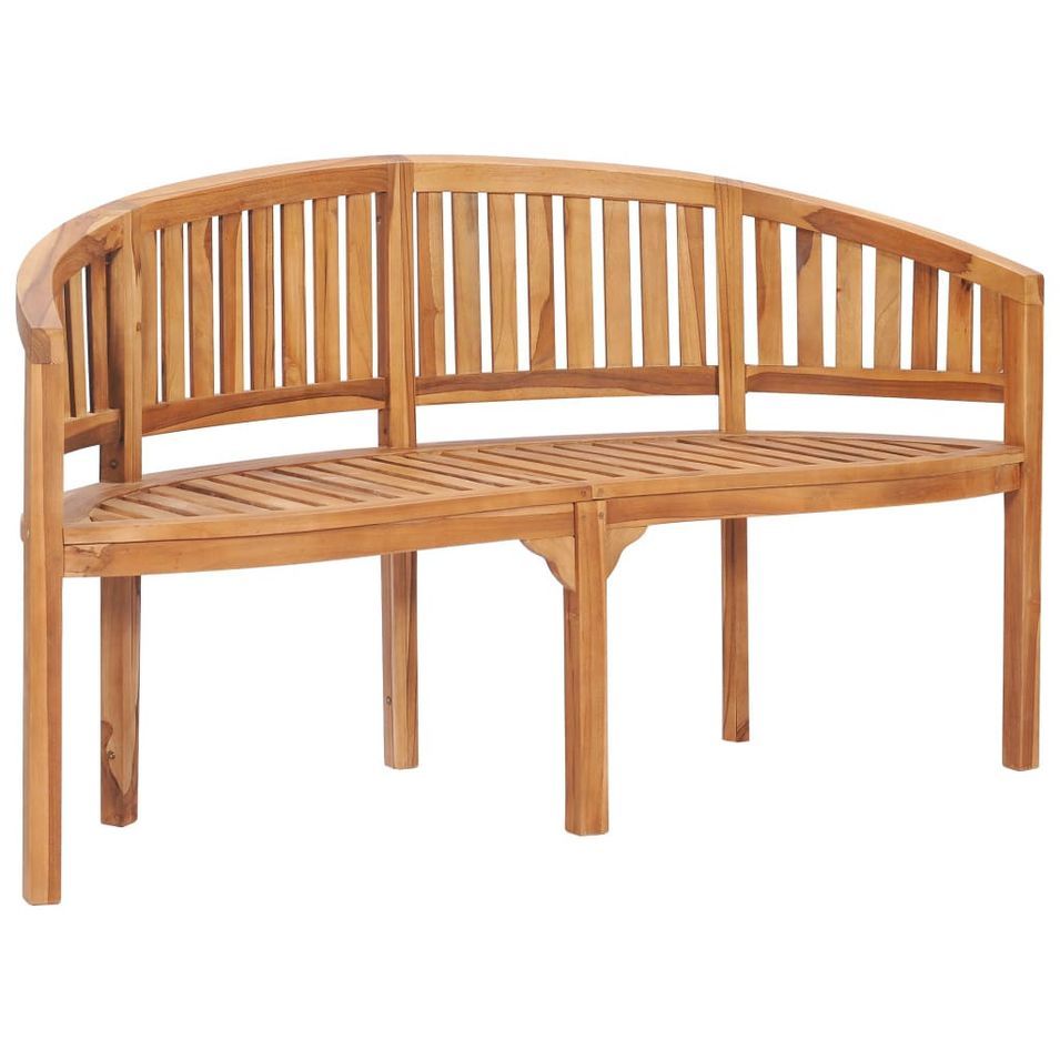 Banc de jardin en forme de banane 151 cm Teck solide - Photo n°1