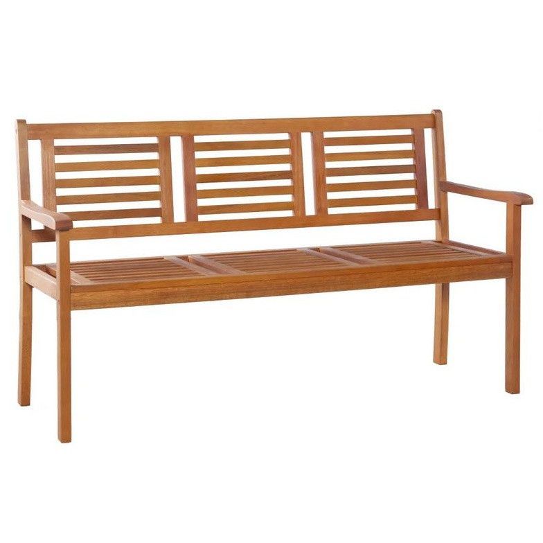 Banc de jardin eucalyptus massif clair Hillis 150 cm - Photo n°1