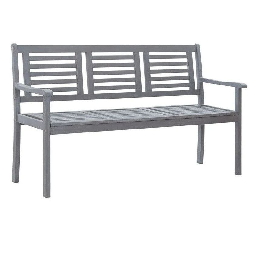 Banc de jardin eucalyptus massif gris Thebi 150 cm - Photo n°1
