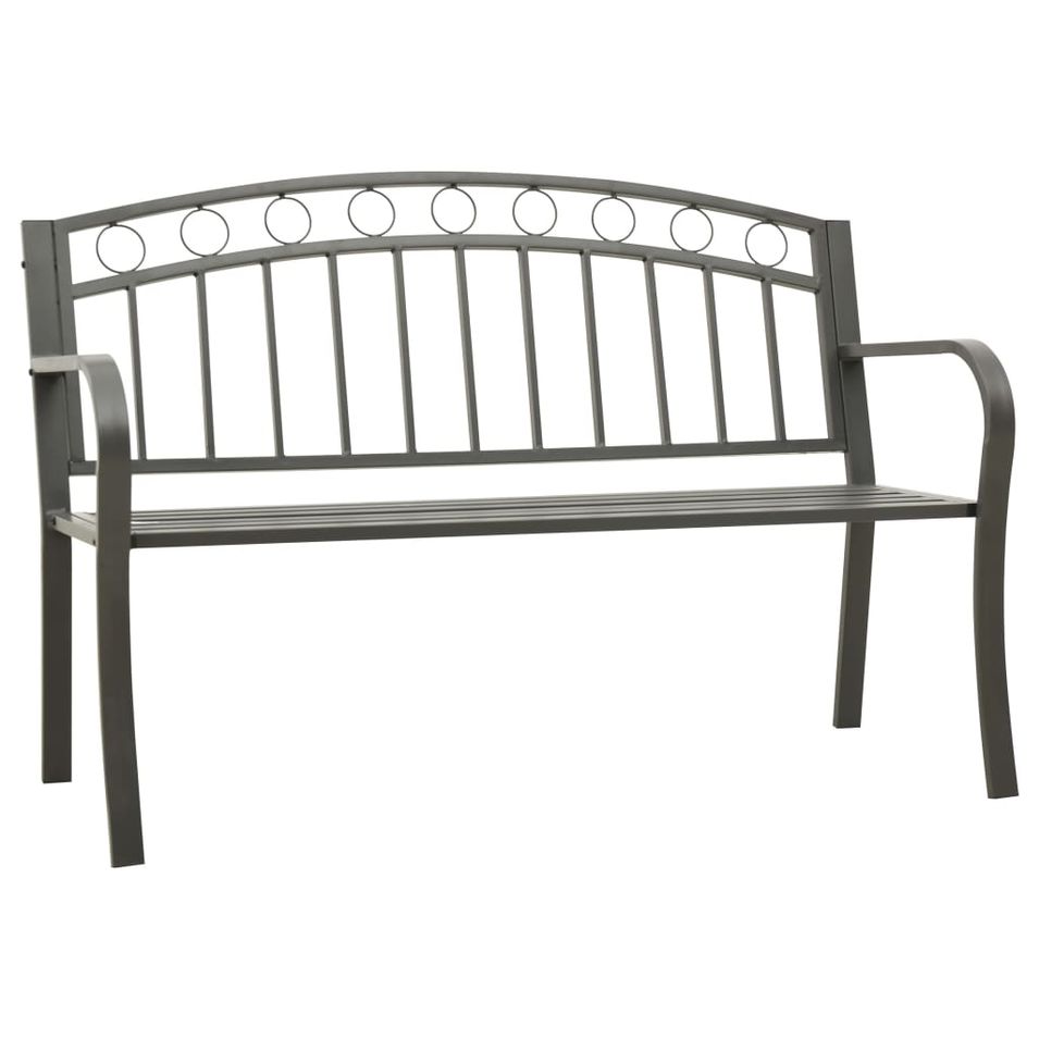 Banc de jardin Gris 120 cm Acier - Photo n°1