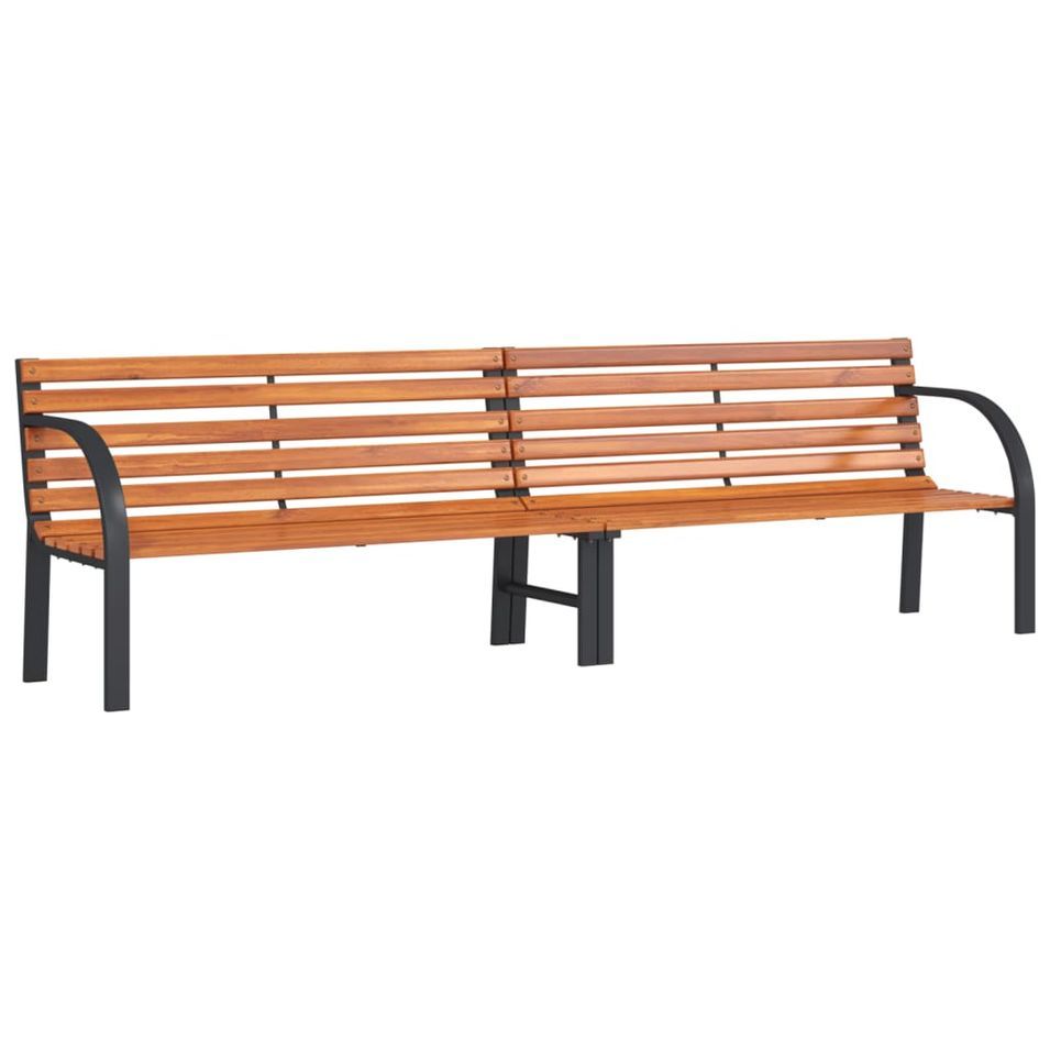 Banc de jardin marron 231 cm bois et acier enduit de poudre - Photo n°1