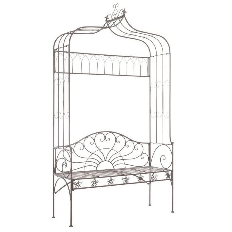 Banc de jardin métal forgé marron antique Vakka 122 cm - Photo n°1