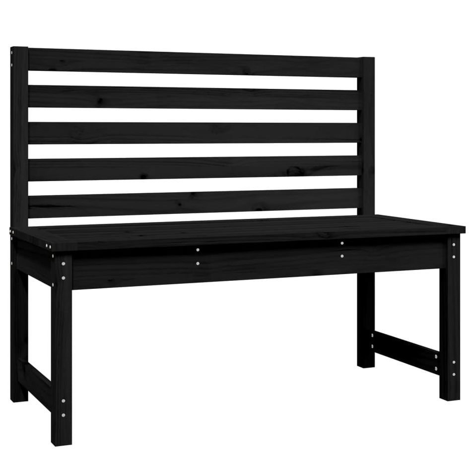 Banc de jardin noir 109 cm bois massif de pin - Photo n°1