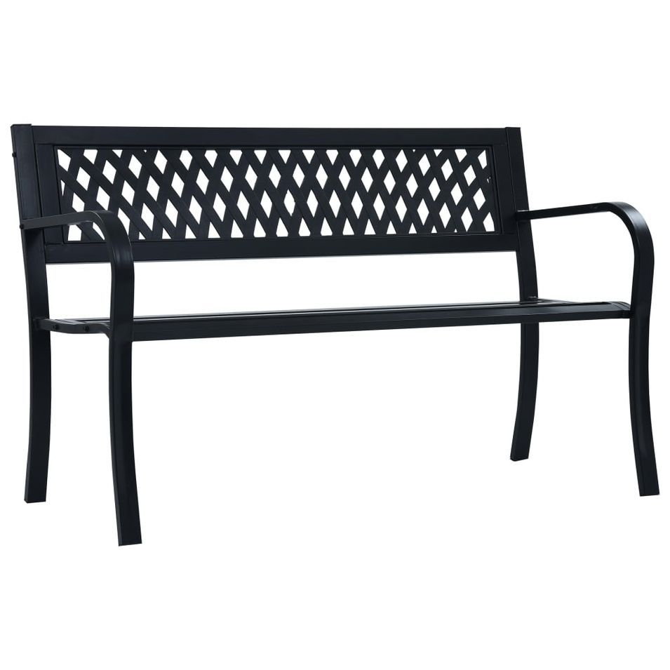 Banc de jardin Noir 120 cm Acier - Photo n°1