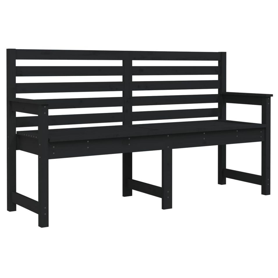 Banc de jardin noir 159,5x48x91,5 cm bois massif de pin - Photo n°1