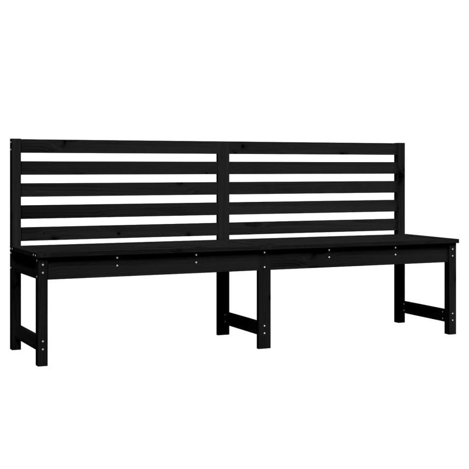 Banc de jardin noir 201,5 cm bois massif de pin - Photo n°1