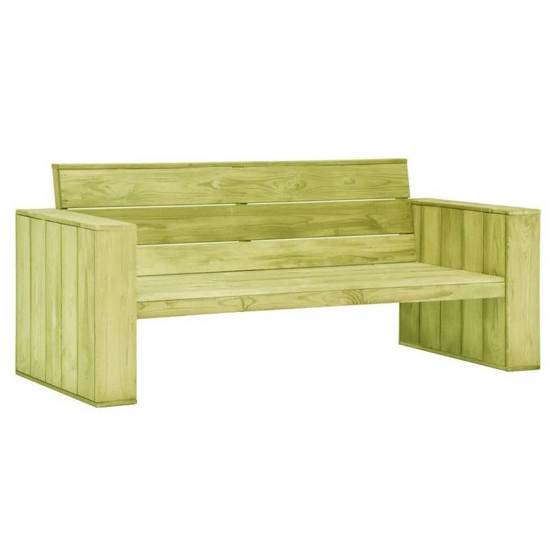 Banc de jardin pin massif imprégné vert Vralee 179 cm - Photo n°1