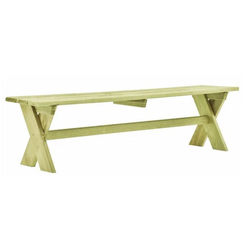 Banc de jardin pin massif vert pied croisé Vralee 170 cm - Photo n°1