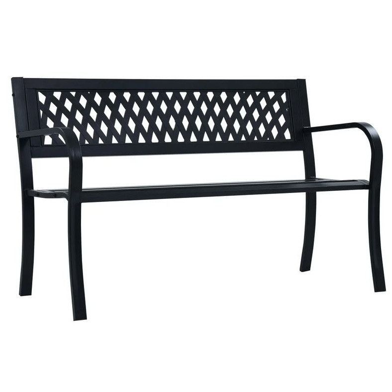 Banc de jardin plastique et métal noir Delta 125 cm - Photo n°1