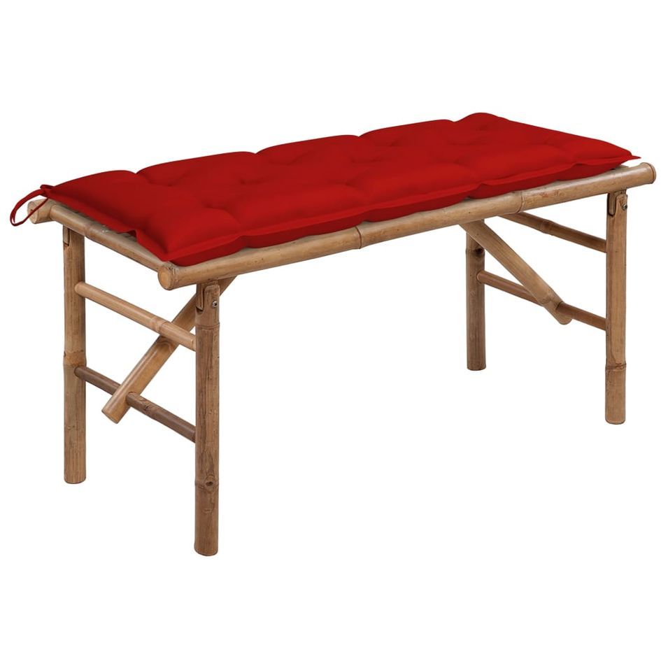 Banc de jardin pliable avec coussin 118 cm Bambou 3 - Photo n°1