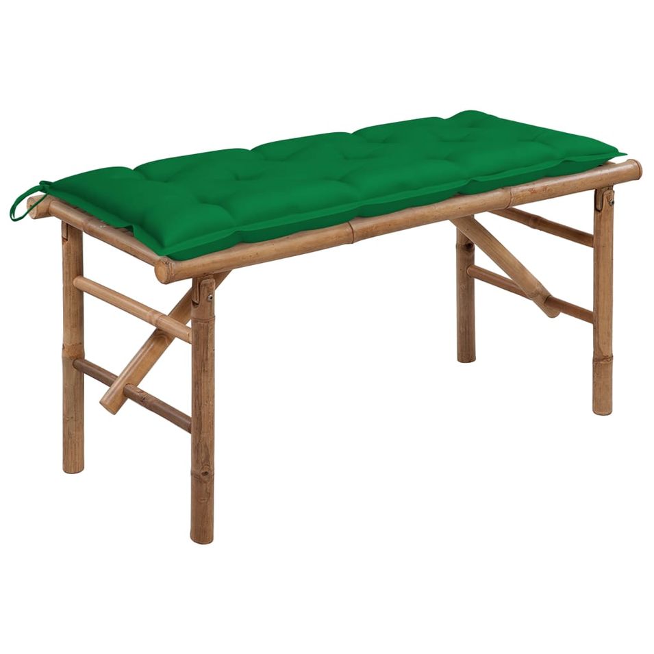 Banc de jardin pliable avec coussin 118 cm Bambou 2 - Photo n°1
