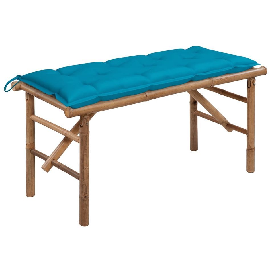 Banc de jardin pliable avec coussin 118 cm Bambou 12 - Photo n°1