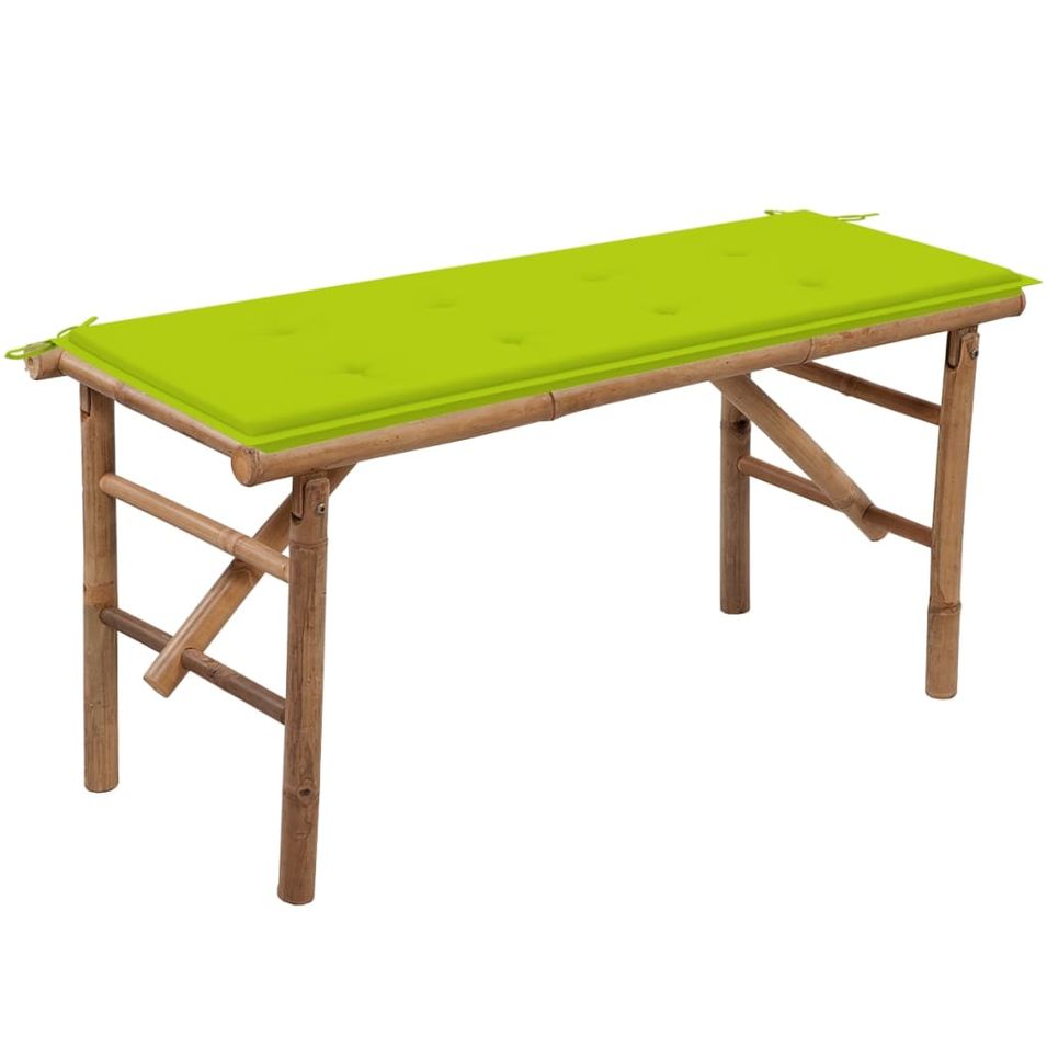 Banc de jardin pliable avec coussin 118 cm Bambou 23 - Photo n°1