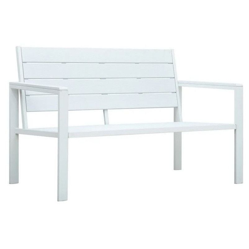 Banc de jardin polyéthylène et métal blanc Nesly - Photo n°1