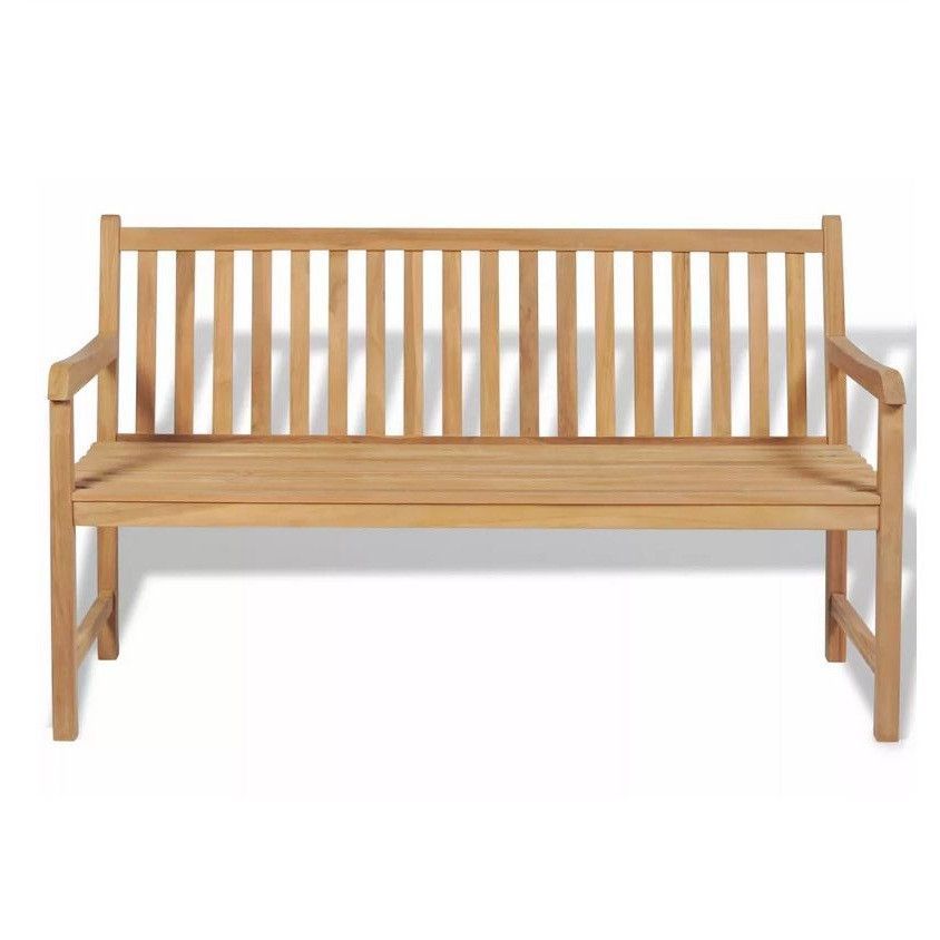 Banc de jardin teck massif clair Alida 150 cm - Photo n°1