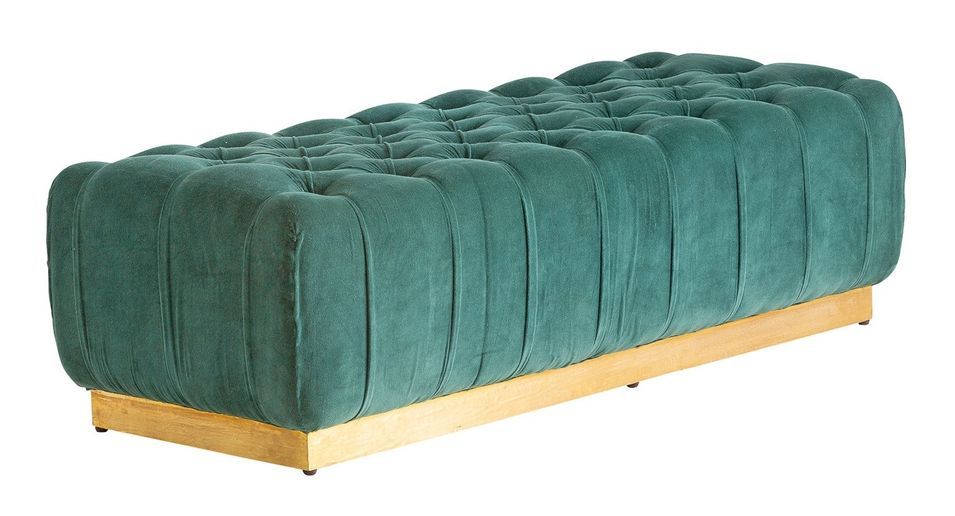 Banc de lit velours vert et pied métal doré Ozonn - Photo n°1