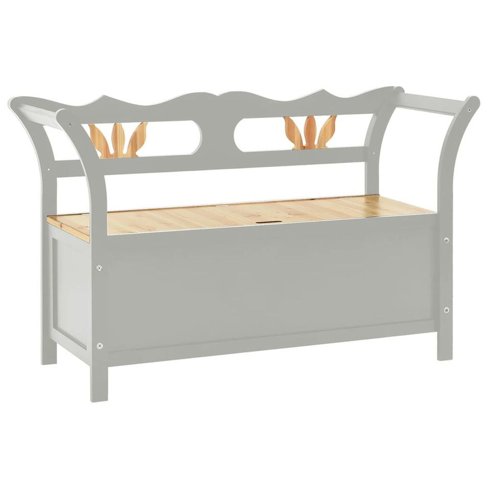 Banc de rangement 126 cm Gris Bois de pin solide - Photo n°1