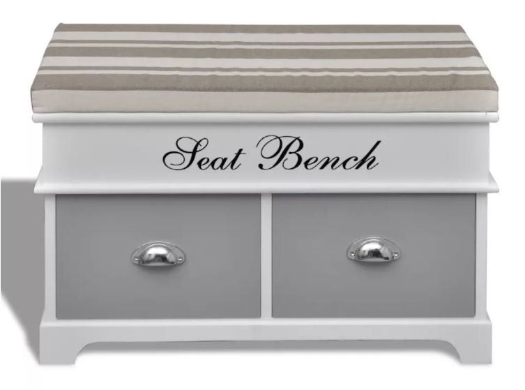 Banc de rangement 2 tiroirs bois paulownia clair Laula - Photo n°1