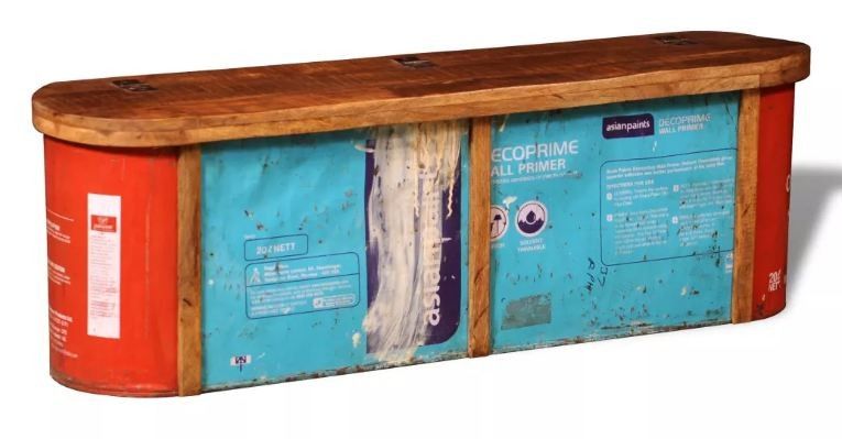 Banc de rangement bois massif recyclé Masay - Photo n°1