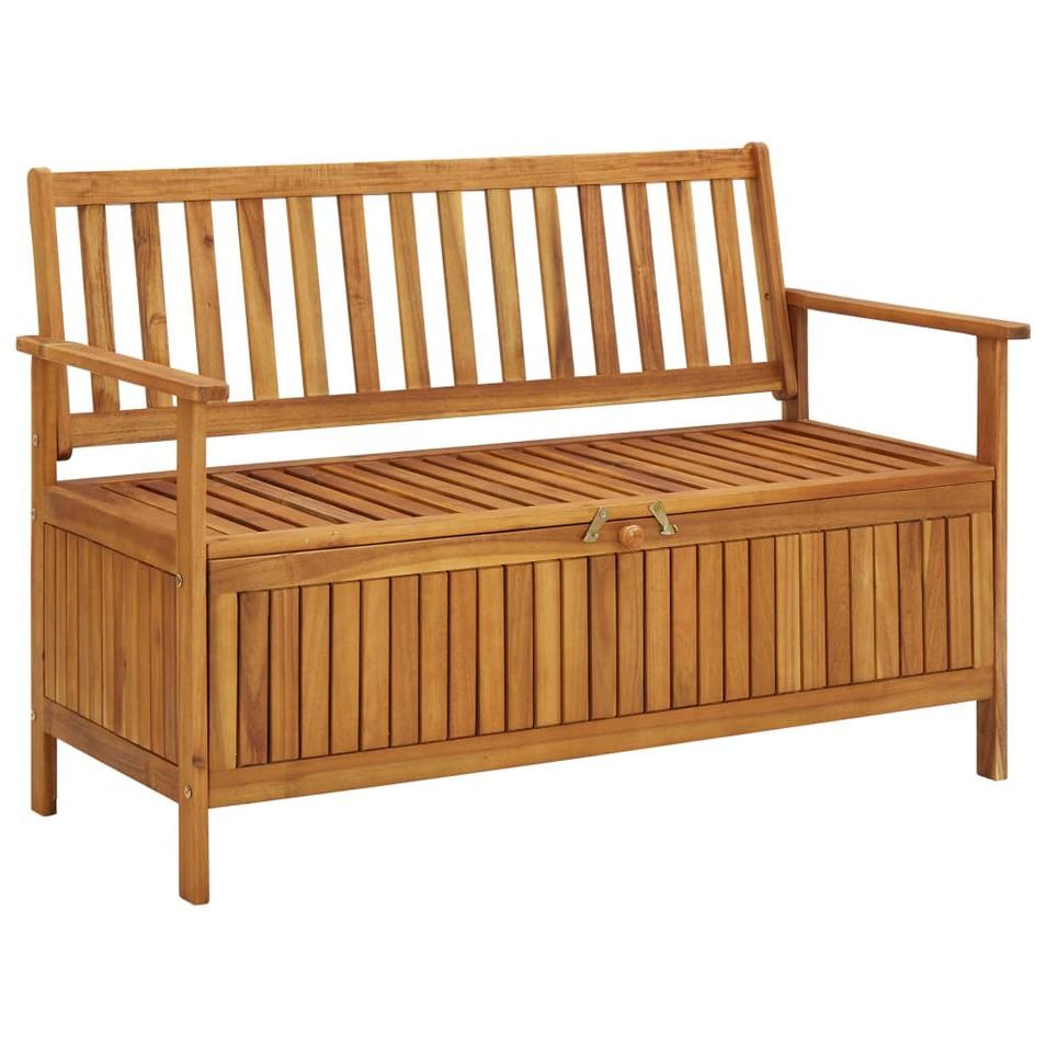 Banc de rangement de jardin 120 cm Bois d'acacia solide - Photo n°1