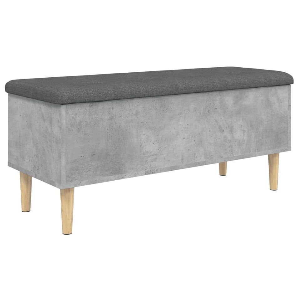 Banc de rangement gris béton 102x42x46 cm bois d'ingénierie - Photo n°1