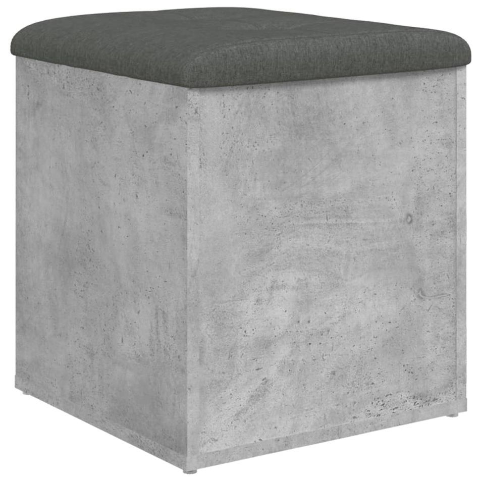 Banc de rangement gris béton 42x42x45 cm bois d'ingénierie - Photo n°1