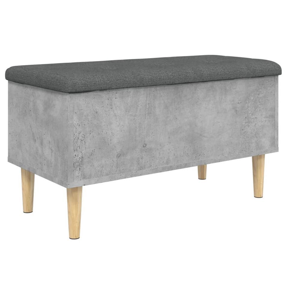 Banc de rangement gris béton 82x42x46 cm bois d'ingénierie - Photo n°1