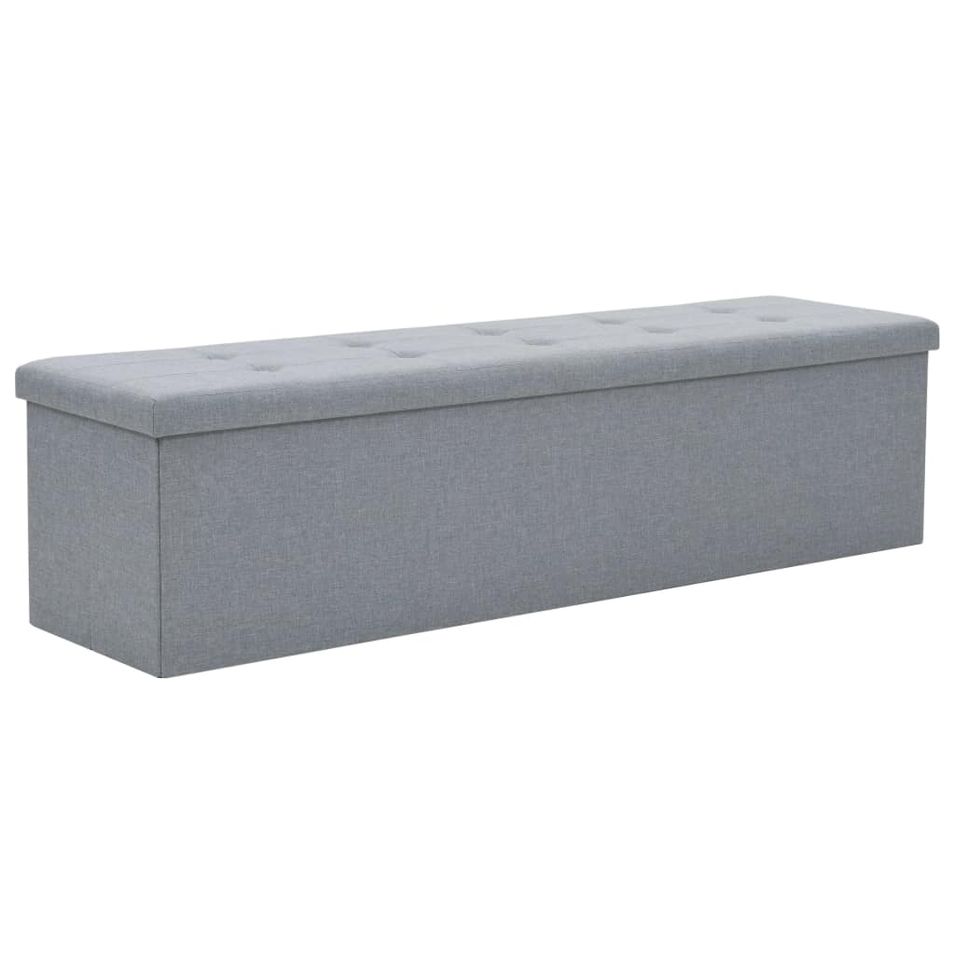Banc de rangement pliable Faux lin 150 x 38 x 38 cm Gris clair - Photo n°1