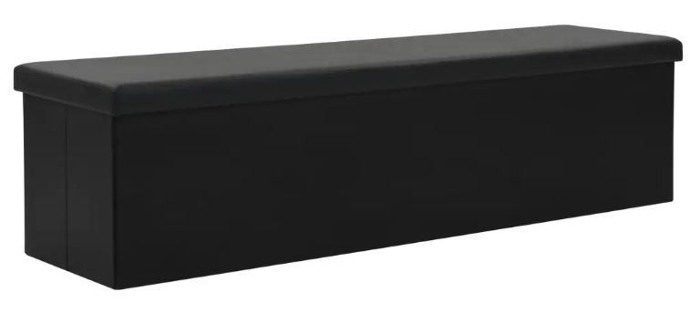Banc de rangement pliable similicuir noir Piko - Photo n°1