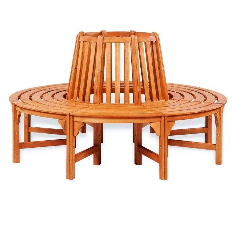 Banc de tour d'arbre rond eucalyptus massif clair Hillis - Photo n°1