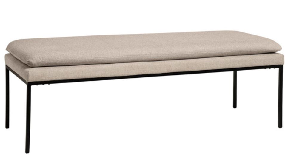 Banc design en tissu et pieds en métal noir MADRIDA 120 cm - Photo n°1