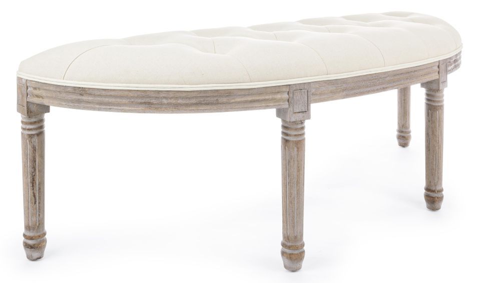 Banc en bois de bouleau et caoutchouc blanc Tilda L 125 cm - Photo n°1