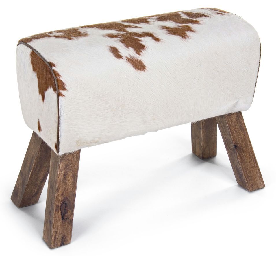 Banc en bois de manguier et cuir bicolore Berry L 69 cm - Photo n°1