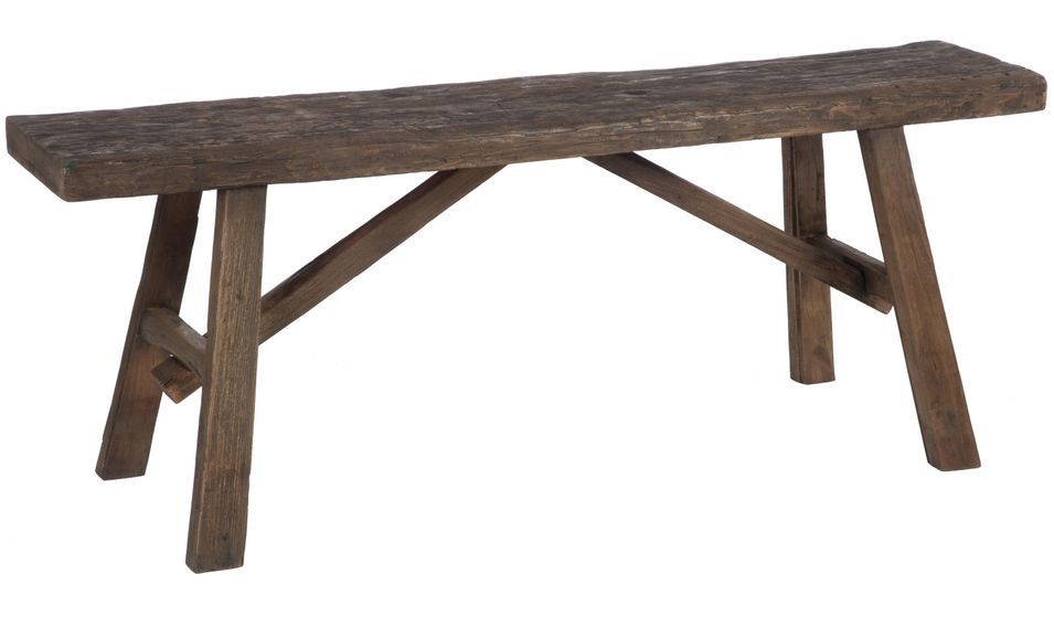 Banc en bois massif marron Romine L 120 cm - Photo n°1