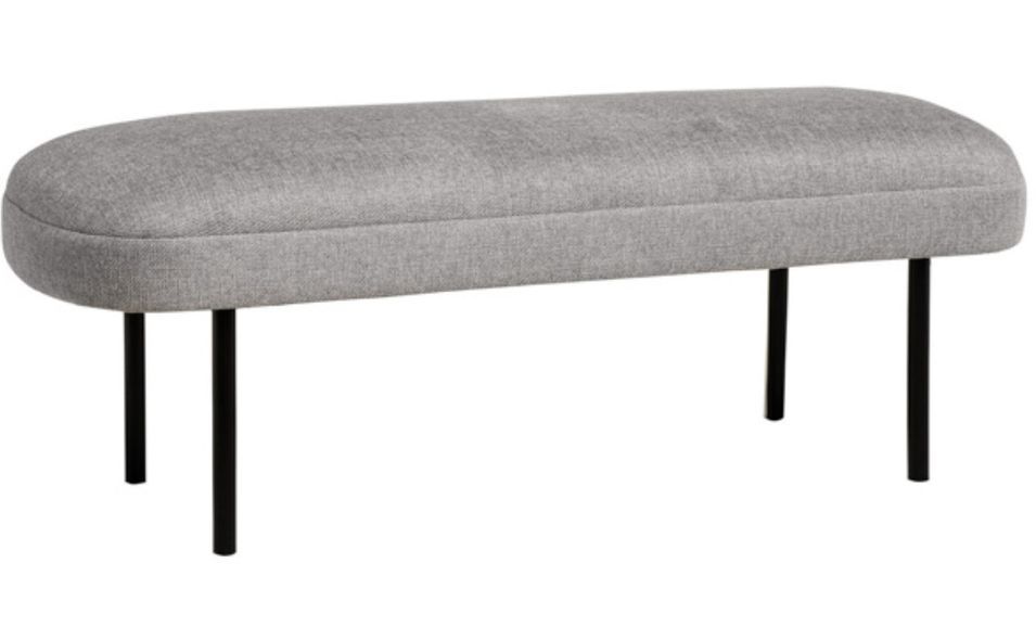 Banc en tissu et pieds en métal noir LEMA 119 cm - Photo n°1
