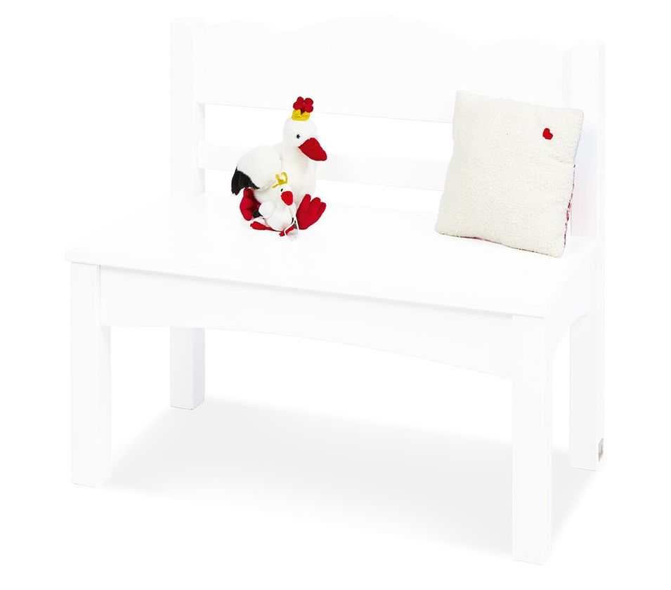 Banc enfant pin massif lasuré blanc Martha - Photo n°1