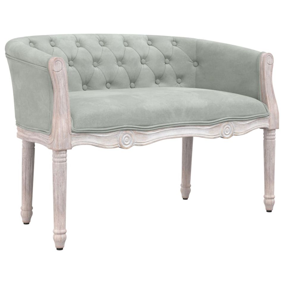Banc Gris clair 98x56x69 cm Velours - Photo n°1