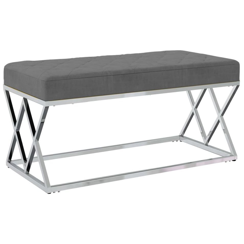 Banc Gris foncé Velours et acier inoxydable 2 - Photo n°1