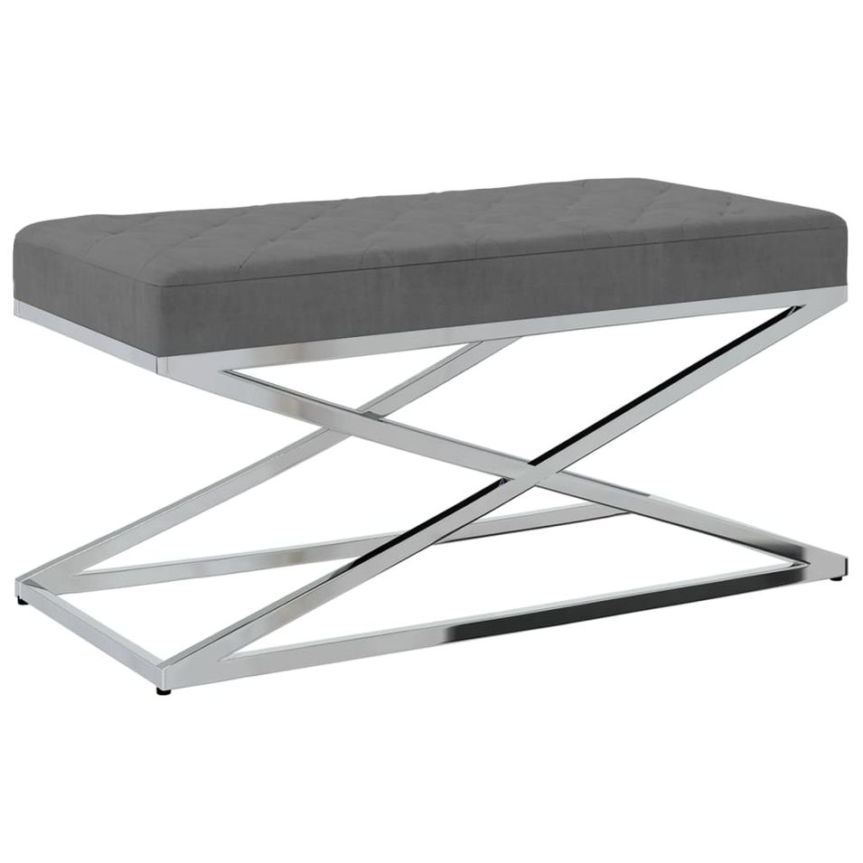 Banc Gris foncé Velours et acier inoxydable - Photo n°1