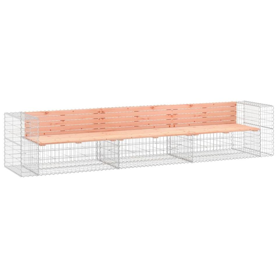Banc jardin design gabion 347x71x65,5 cm bois massif de douglas - Photo n°1