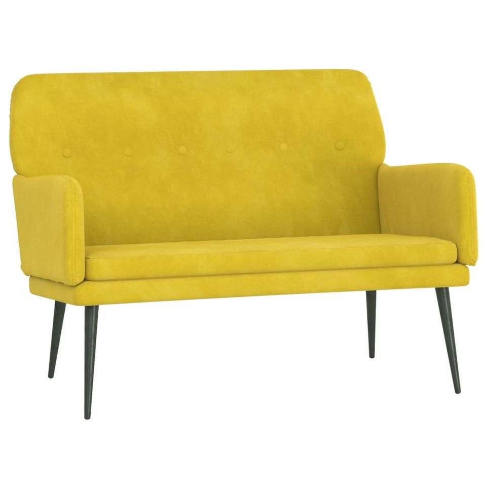 Banc Jaune 108x79x79 cm Velours - Photo n°1