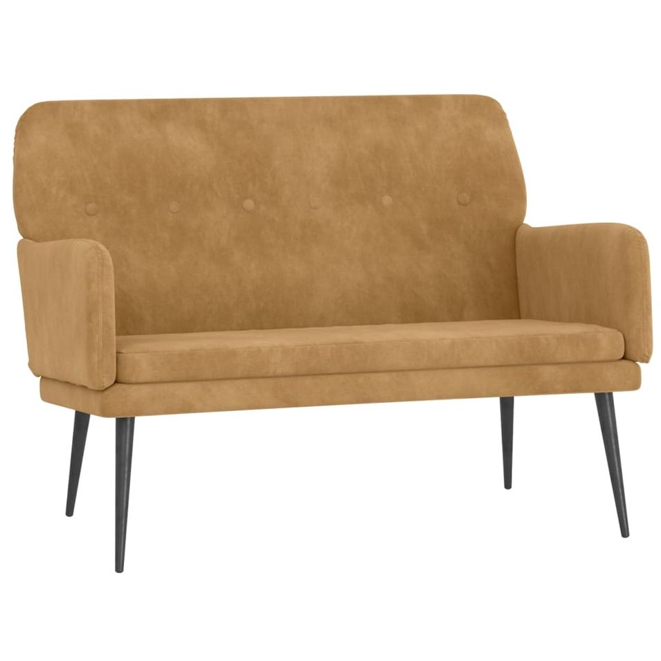Banc Marron 108x79x79 cm Velours - Photo n°1