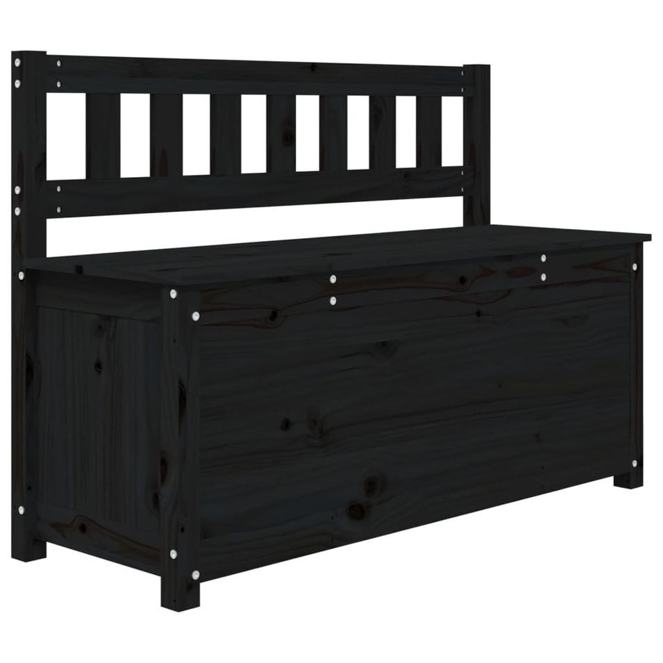 Banc Noir 110x41x76,5 cm Bois de pin massif - Photo n°1